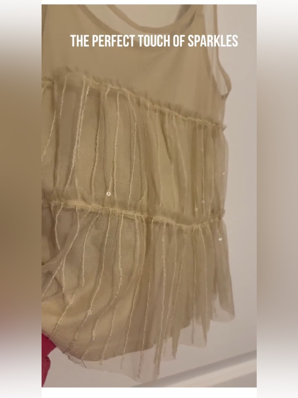 American Eagle Outfitters Cream Layered Sequin Top - Sheer Over Camisole Top - Picture 2 of 11